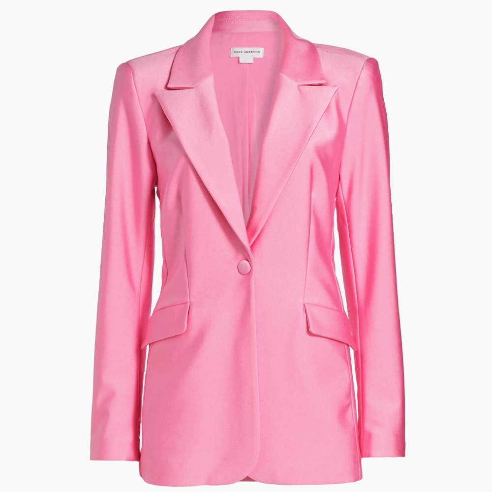 Good American Compression Shine Sculpted Blazer in Sorority Pink003